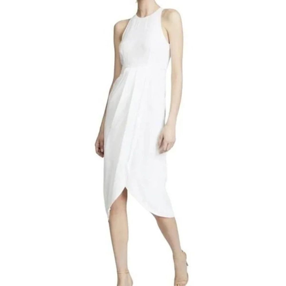 YUMI KIM White Asymmetrical Drape Sleeveless Midi Dress Size XXS